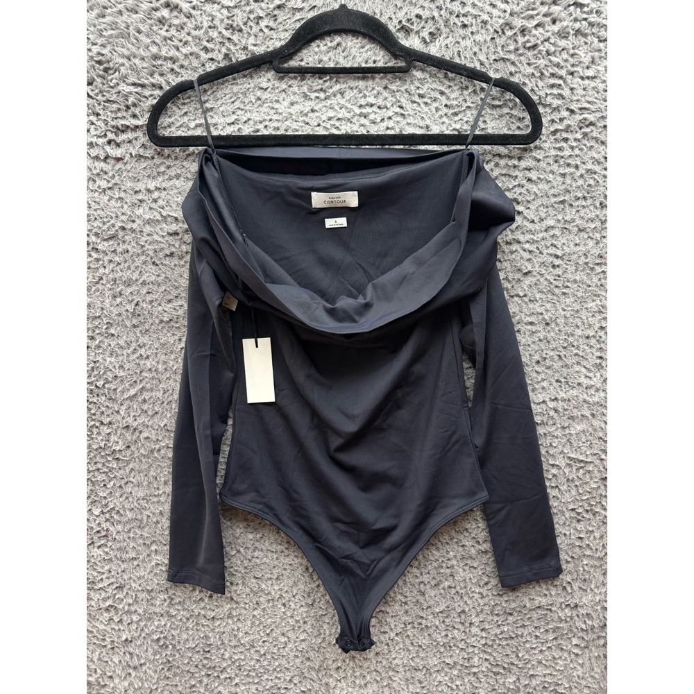 NWT Aritzia Babaton Contour Deco Off Shoulder Long Sleeves Bodysuit Black Size S